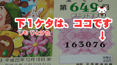 一番右の数字が、「下1ケタ」です。